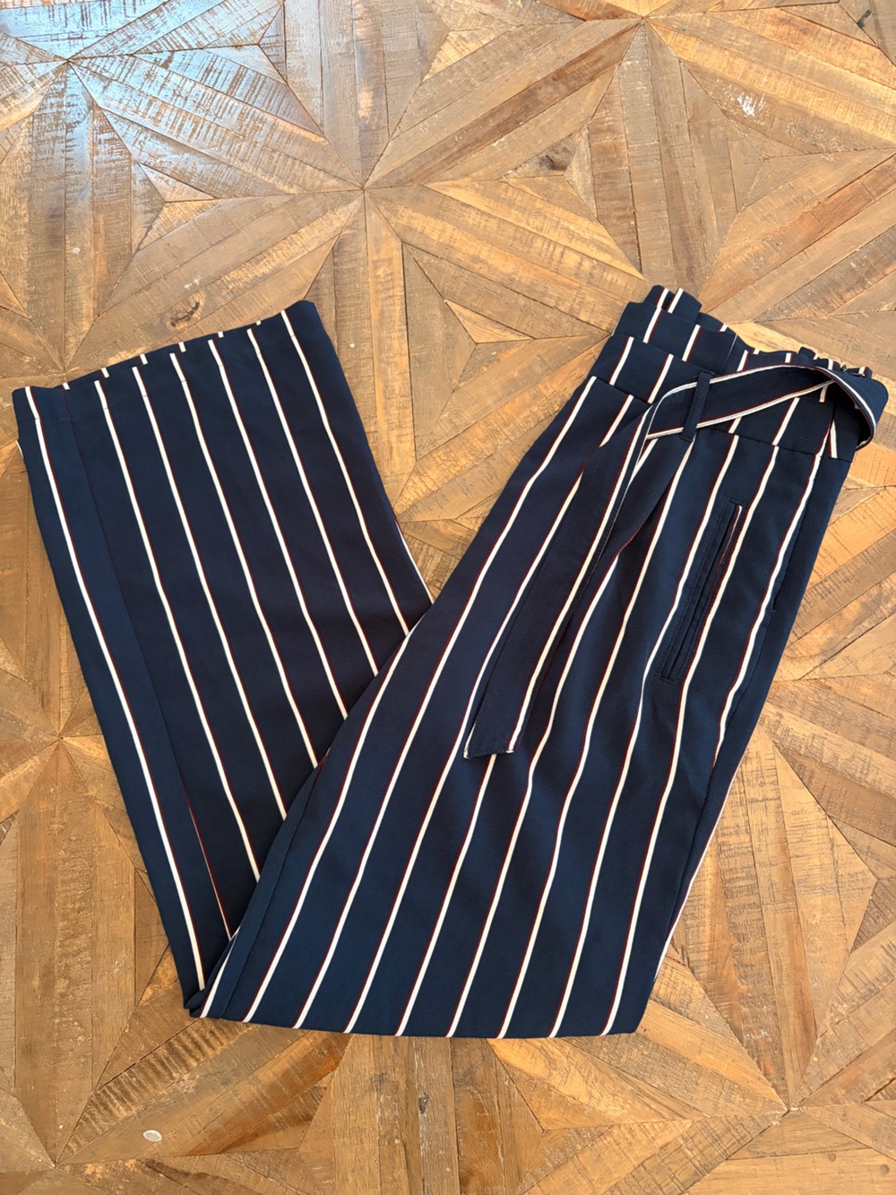 Navy Pinstripe Dress Pants — size M